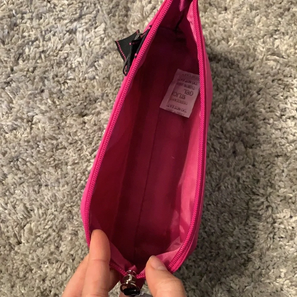 Hot Pink Makeup Bag with Black Ribbon Detail New‎ Cosmetic Travel Case